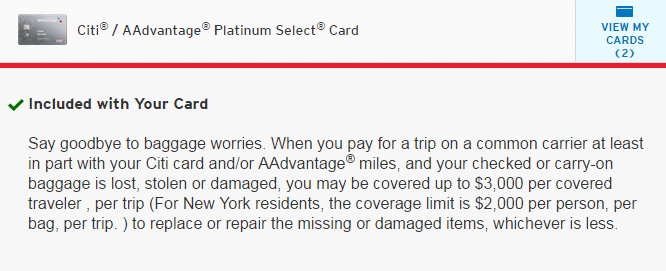 citi card luggage coverage